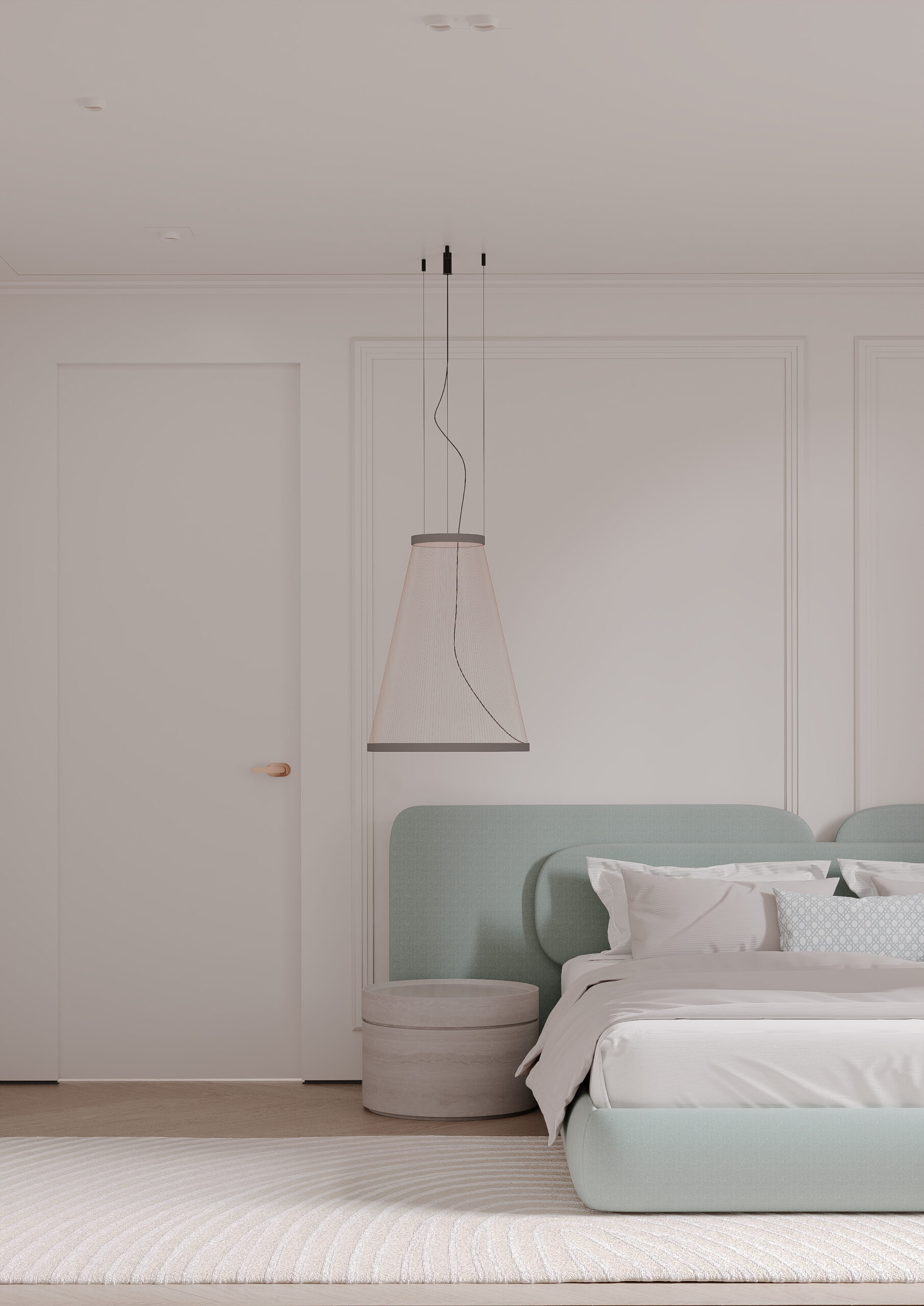 The bedroom overlooks the door